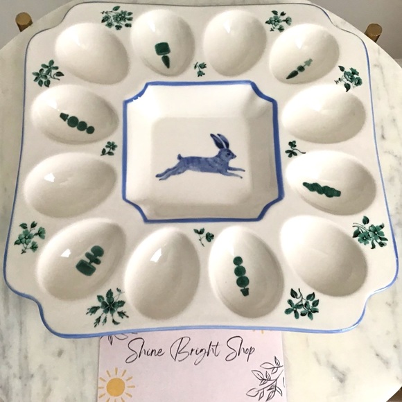 Anthropologie Egg Platter Handpainted Glazed Stoneware NWT - Picture 7 of 12